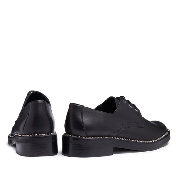 Miista London "Adelaide" Black Leather Oxfords with metal chain trim - Size 7 - Picture 3 of 9